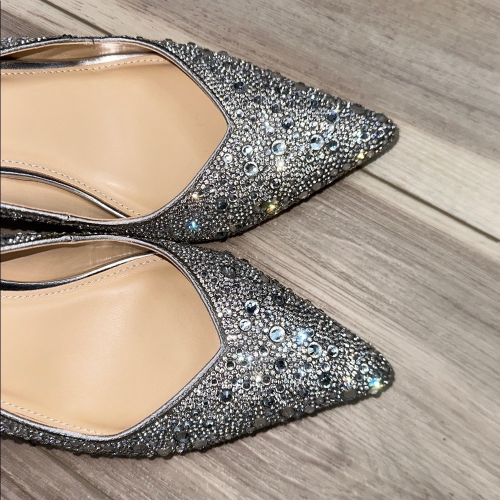 Betsy Johnson Clark sling back rhinestone embellished heels size 9.5 - Picture 5 of 7